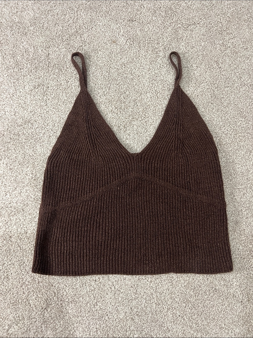 Zara Ribbed Knit V-Neck Top